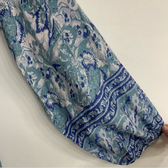 Free People Silver Sun Printed Dress Blue Bohemian Back Cutout, size S - Picture 8 of 16